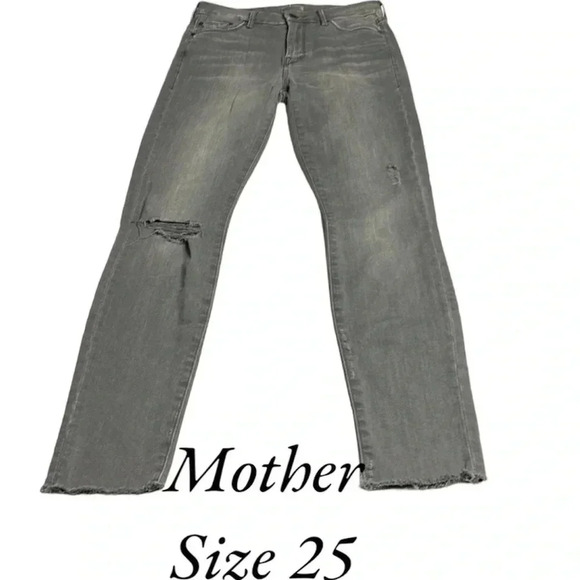 MOTHER The Looker Ankle Fray  women jeans, last chance saloon in grey, Revolve - Picture 4 of 16